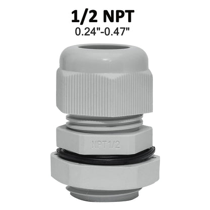 Bonsicoky 1/2" NPT Nylon Cable Glands, Grey, 10 Pcs