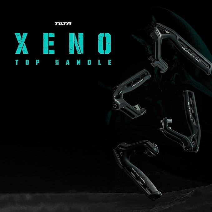Tilta Xeno Top Handle for Filmmakers & Cameras - Black | Aluminum Alloy and Silicone Build | Fits Most Cameras/Cages | 1/4"-20 Threads w/Locating Points | Safety Release Pin (Dual 1/4"-20)