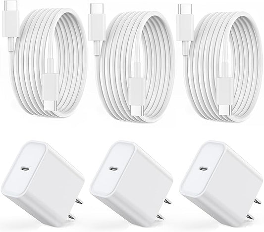 Fast Charger for iPhone 17 16 15, 3Pack USB C iPad Charge PD Fast Charger Block 6FT Long USBC to Type C i Phone Charging Cable Cord for iPhone 17 Air/Pro/Pro Max/16 Pro/Plus/15/15 Pro/Pro Max,iPad Pro