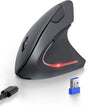 TECKNET Ergonomic Mouse, Rechargeable 2.4G+Bluetooth Vertical Mice 6 DPI Adjustable, Wireless Optical Carpal Tunnel Mouse for Right Hand, Silent 6 Buttons for Laptop, PC, MacBook, iPad - Grey