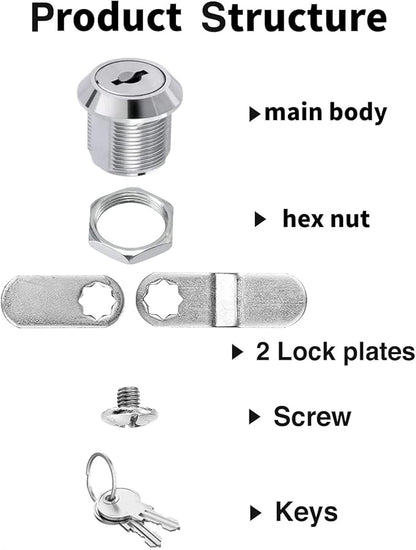Sartatue Cabinet Cam Locks Keyed Alike, 5/8'' Fits on 3/8'' Max Door Thickness, Secure File Drawer Mailbox RV Storage Replacement Set, Zinc Alloy (5/8 Inch 6Pcs)