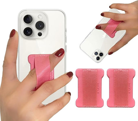 WUOJI Universal Phone Grip for Smartphones - Phone Holder for Hand - Wireless Charging Compatible (Pink) - 2Pack