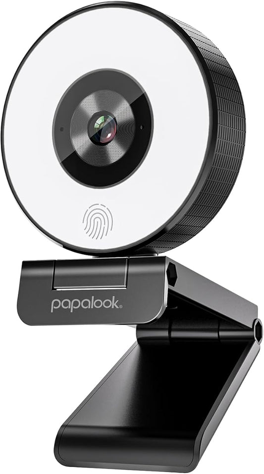 papalook 2K Webcam with Light and Privacy Cover, PA552 Full HD Streaming Web Camera with Dual Microphones, Plug and Play USB Computer Webcam for PC Laptop Desktop, Mac Zoom Skype Teams