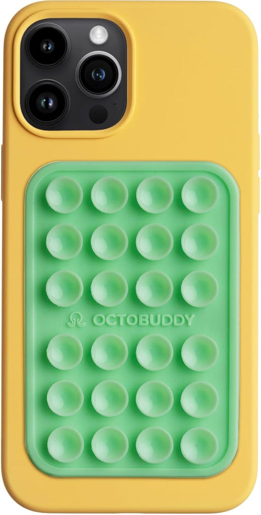 OCTOBUDDY Classic - Silicone Suction Phone Case Adhesive Mount - Hands-Free, Strong Grip Holder for Selfies & Videos - iPhone & Android Compatible - 2.25″ x 3.25″, Green Ash