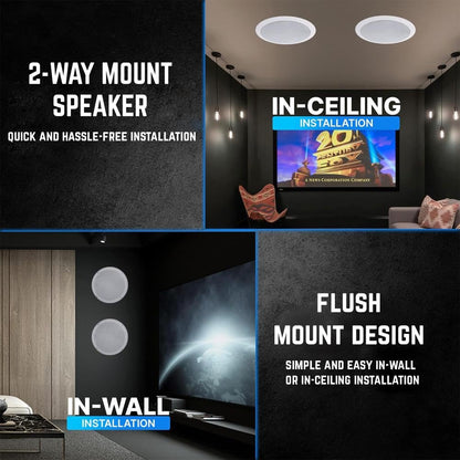 Vaiyer Home Audio System Kit, 6-Channel 6000 Watts Bluetooth Amplifier with 6.5" 12 Qty of 200 W Each in-Wall in-Ceiling Speakers & 16 AWG 500 ft. Speaker Wire - Perfect for Home, Office, Restaurants
