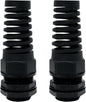 LeMotech 2Pcs NPT 3/4" IP68 Waterproof Cable Gland Flex Spiral Strain Relief Black Nylon Joint with Gaskets for 13-18mm Wire Thread