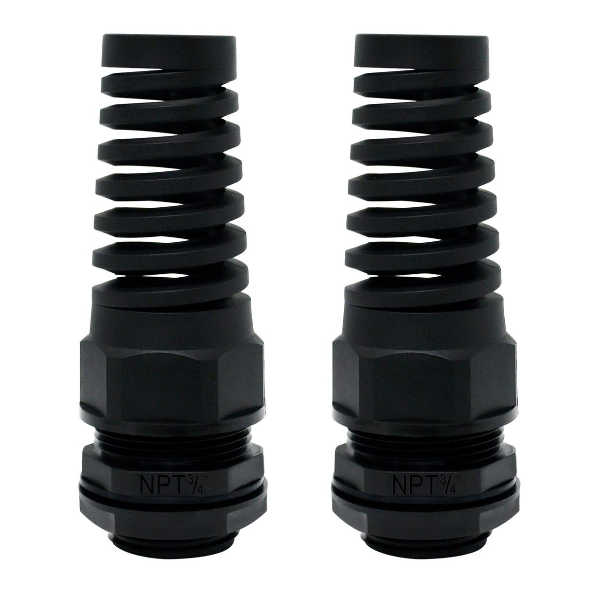 LeMotech 5Pcs NPT 1/2" IP68 Waterproof Cable Gland Flex Spiral Strain Relief Black Nylon Joint with Gaskets for 6-12mm Wire Thread