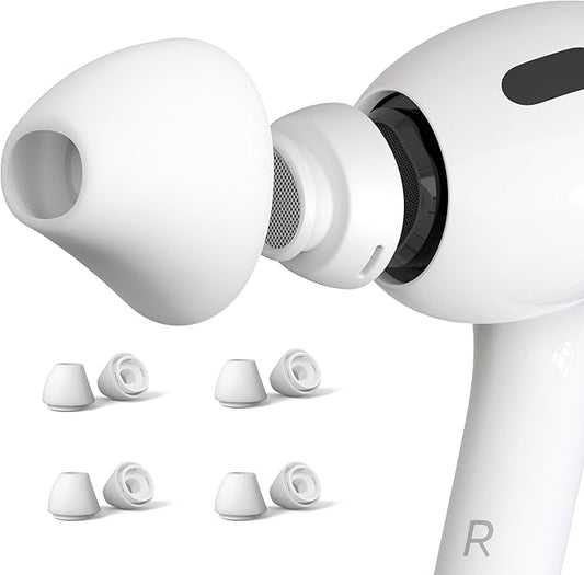 4 Pairs Ear Tips for AirPods Pro 1 & 2 [Relief Pain] [Fit in Case] Noise Cancellation Add Grip Sport Earbuds [US Patent Registered] (Large)