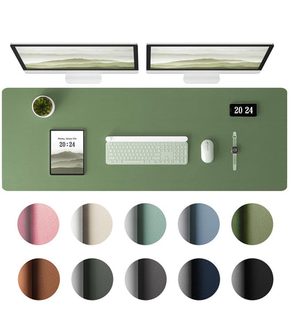 Aothia Leather Desk Pad Protector, Office Desk Mat, Large Mouse Pad, Laptop Desk Pad, Non-Slip PU Leather Desk Blotter, Waterproof Desk Writing Pad for Office and Home (Olive Green, 47" x 17")