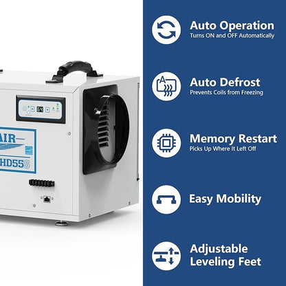 ALORAIR Crawl Space Dehumidifiers 120 PPD Moisture Removal, Crawlspace Dehumidifiers Commercial Dehumidifier for Basement, Auto Defrost, cETL Listed