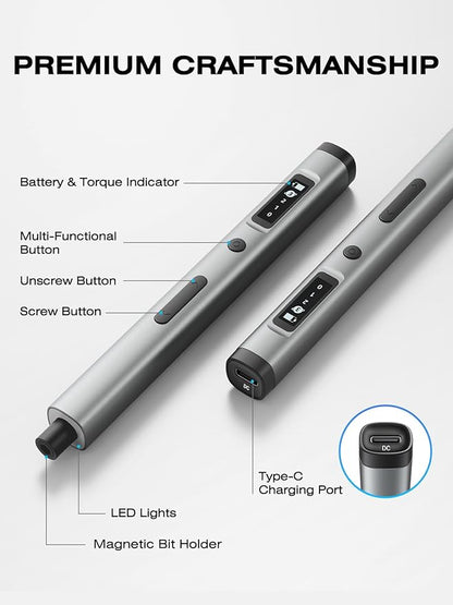 90-in-1 Mini Electric Screwdriver, SMOOTHARMOR Precision Screwdriver Set Cordless with 78 S2 Bits, 0.15-0.55 N.m Torque, Magnetic Storage, 500mAh, LED Light, Power Repair Tool Kit for Phone Laptop PS5