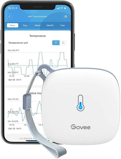 Govee WiFi Thermometer Hygrometer H5179, Smart Humidity Temperature Sensor with App Notification Alert, 2 Years Data Storage Export, Remote Monitor for Room Greenhouse （Only Support 2.4G Wi-Fi）