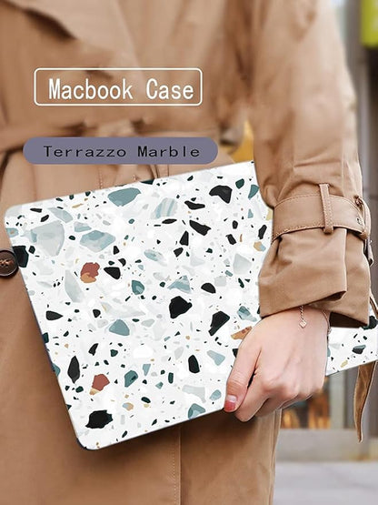 LanBaiLan Compatible for MacBook Pro 13 inch with Touch Bar 2022 2020 2019 2018 2017 2016 Release M1 M2 chip A2338 A2289 A2251 A2159 A1989 A1706 A1708 Laptop Case & Keyboard Cover, Terrazzo Marble