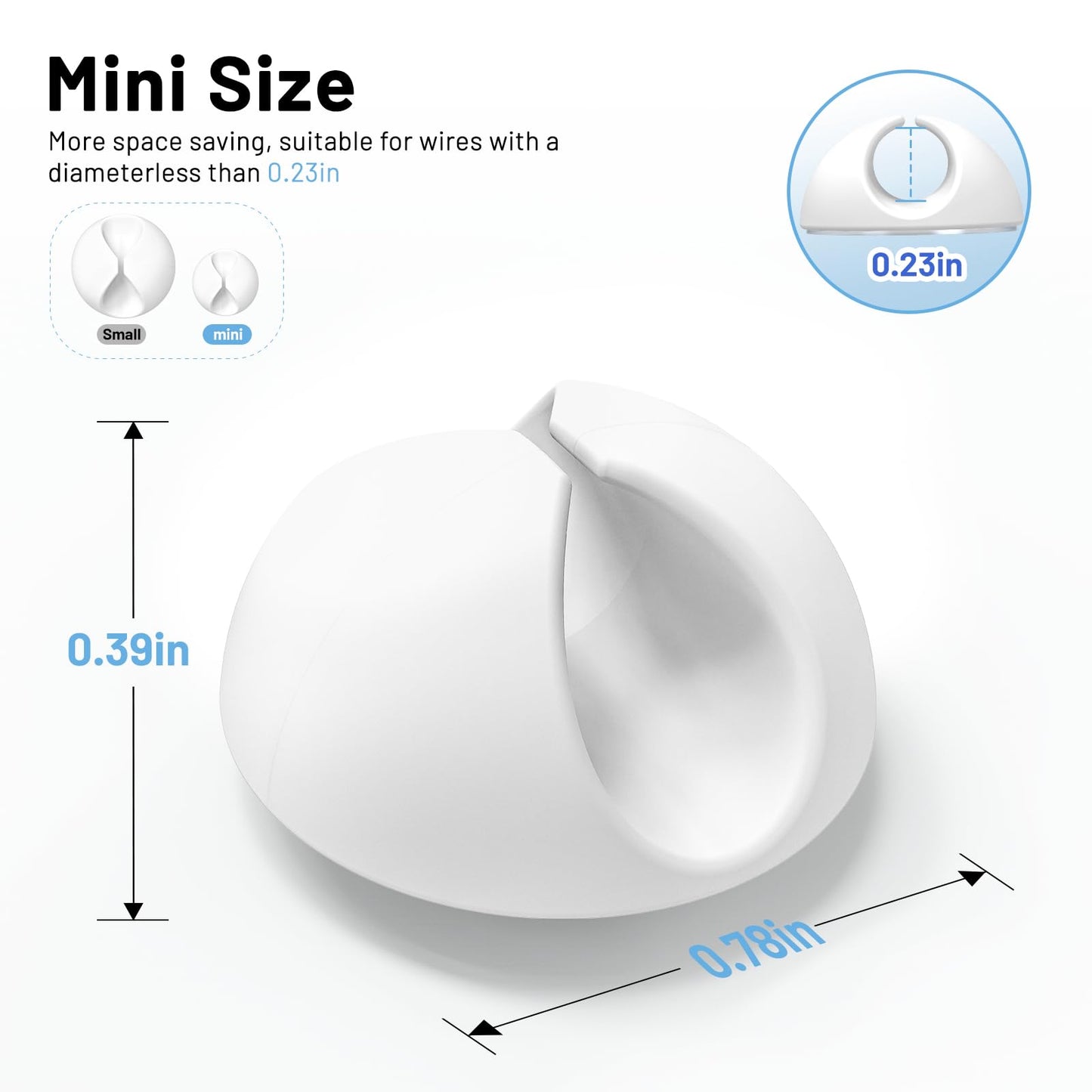 Znben 18 Pack Mini Cable Clips, Adhesive Cord Holder for Desk, White