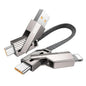 SHEZI [Upgraded 2.0] 4-in-1 Short USB C Cable 60W 0.6FT Fast Charging [480Mbps Data Sync] Flat Nylon Braided Charger Cord Combo, USB A/C to C/L Multi Charge Cable for iPhone/iPad & Most Devices, Grey