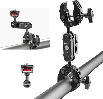 ULANZI Super Clamp Double Camera Clamp with 1/4" Adapter, CO17 Crab Plier Clip Bracket Mount Monitor Magic Arm Double Ball Head Adapter for Photo Studio Light Stand, Photo Boom Stand, Cross Bars