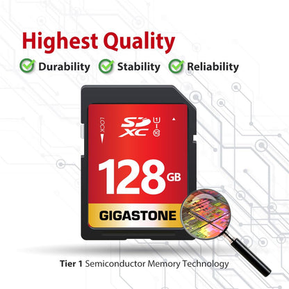 GIGASTONE 128GB SD Card 5-Pack UHS-I U1 Class 10 SDXC Memory Card Full HD Video for Digital Camera Speed up to 80MB/s, Full-Sized SD Card, with 5 mini case