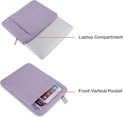MOSISO Laptop Case 13.3 inch, 13-13.3 inch Laptop Sleeve Compatible with MacBook Air/Pro 13 / Pro 14, HP Dell ASUS Lenovo Notebook, Polyester Vertical Computer Sleeve Bag with Pocket, Purple