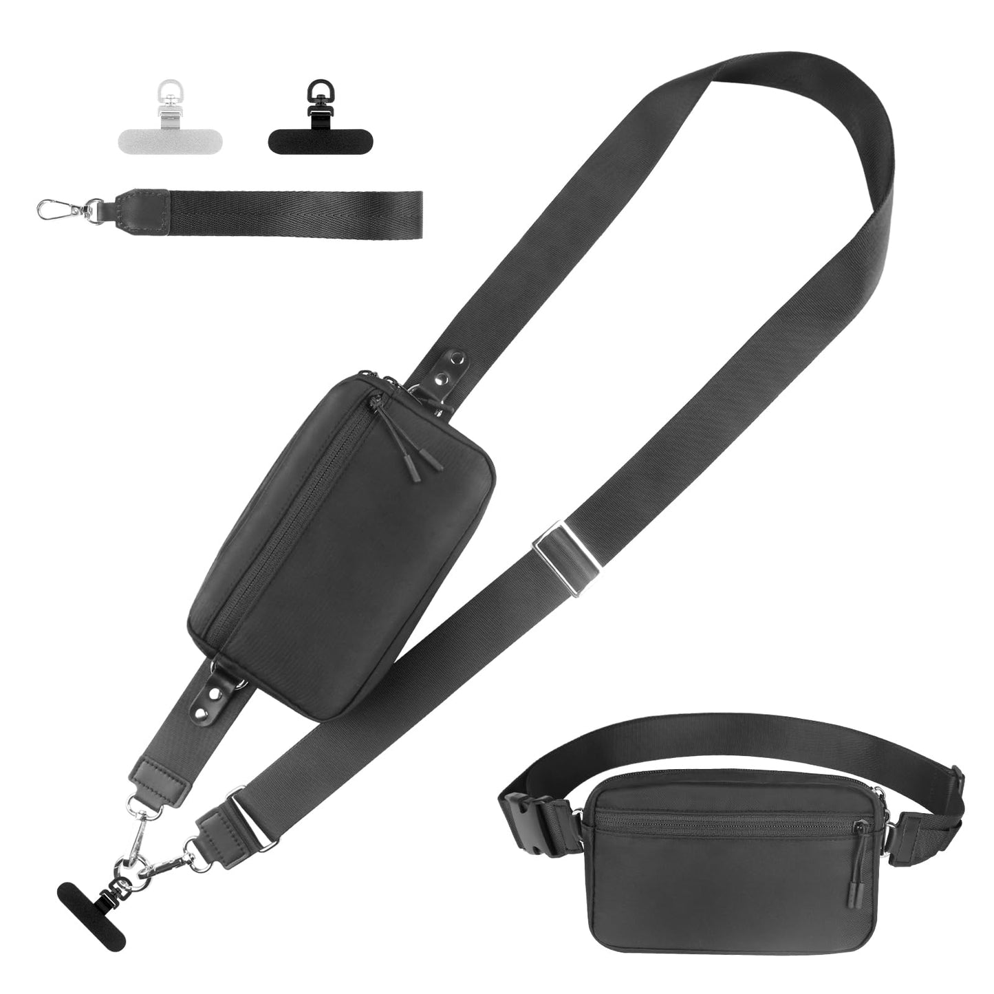 YFWE Phone Strap Crossbody, Clip and Go Strap for Phone with Wallet Crossbody, Adjustable Phone Lanyard Belt Strap with Detachable RFID Wristlet Wallet (XL)