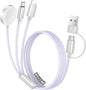 Temdan for Travel Vacation Essentials,3 in 2 USB C Cable for Apple Watch Charger/iPhone 16 Charger/Lightning,Multi Charging Cable Cord,Camping Essentials,Designed for iWatch &iPhone 16-12-5FT Purple