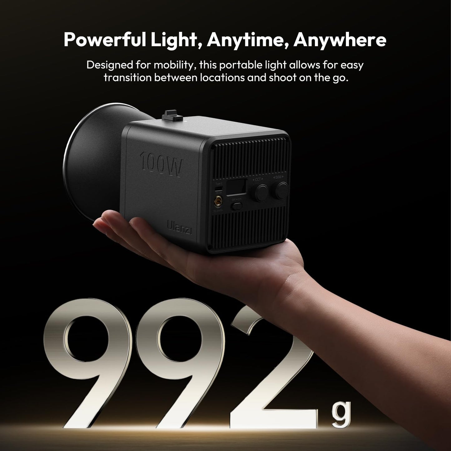 Ulanzi 100W Portable RGB COB Video Light 2700K-6500K CRI95+ CCT Full Color