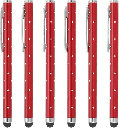 PATIKIL Stylus Pens for Touch Screens, 6 Pcs High Precision Universal Bling Stylus Crystal Metal Capacitive Pen for Touch Screen Devices Phone Tablets Laptop, Red