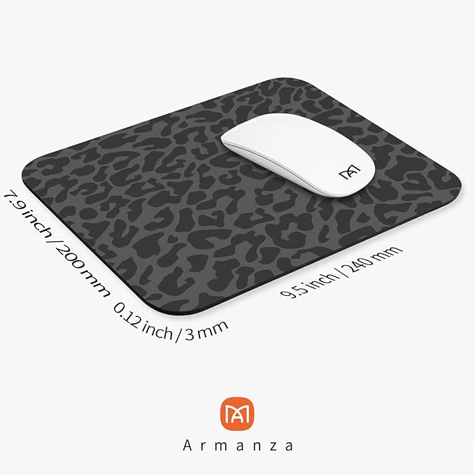 Armanza Square Mouse Pad Black Leopard,Personalized Premium-Textured Custom Mouse Mat Design,Washable Mousepad Cloth,Non-Slip Rubber Base Computer Mouse Pads for Wireless Mouse