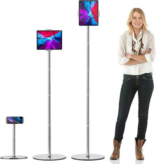 OATSBASF Heavy-Duty iPad Stand Floor 66.1" Height-Adjustable Tablet Holder