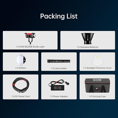 GVM LED Video Light Studio with Softbox, 200w Photography Lighting Kit with Bluetooth Mesh Network/DMX Control,45400lux/1m Continuous Lighting Kit for Film Recording,12 Lighting Effects