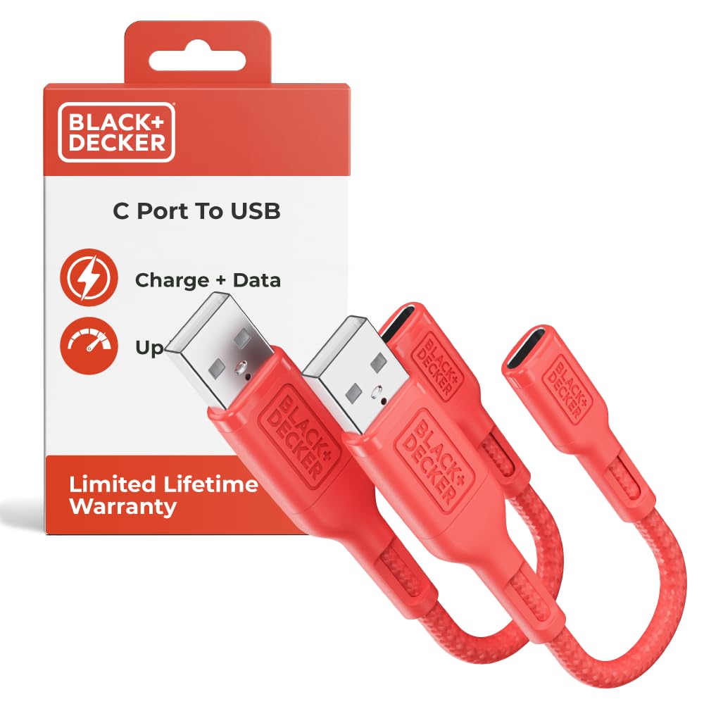 BLACK+DECKER USB C to USB Adapter [2 Pack] Type C Female to USBA Male OTG Cable USBA to USBC Adapter Apple Compatible with MacBook Pro/Air iPhone 17/16/15 Series Samsung Galaxy S24/S23/S22, Coral