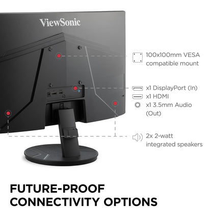 ViewSonic VA2416C 24 Inch 1080p Curved Monitor, Frameless Design with Variable Refresh Rate for Home Entertainment, HDMI, and DisplayPort Inputs