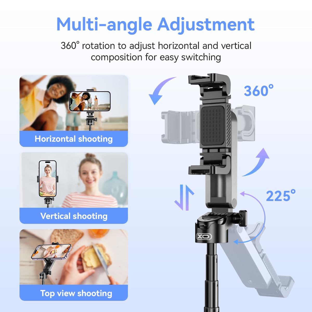 Retractable Mini Tripod for Cell Phone, Portable Selfie Stick Travel Phone Tripod with Remote Control Cell Phone Holder, Sturdy & Stable Adjustable Multi-Angle Shot Selfie Stick for Video Recording