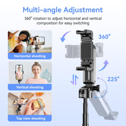 Retractable Mini Tripod for Cell Phone, Portable Selfie Stick Travel Phone Tripod with Remote Control Cell Phone Holder, Sturdy & Stable Adjustable Multi-Angle Shot Selfie Stick for Video Recording