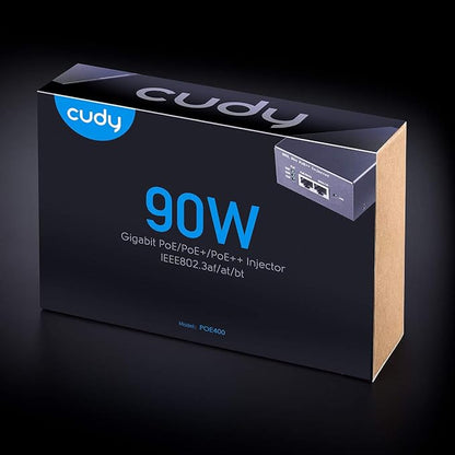 Cudy POE400 90W Gigabit Ultra PoE++ Injector Adapter, IEEE 802.3 bt /802.3at/802.3af Compliant, Up to 90W Ultra Power Supply, 10/100/1000Mbps Shielded RJ-45, Plug & Play, Metal housing