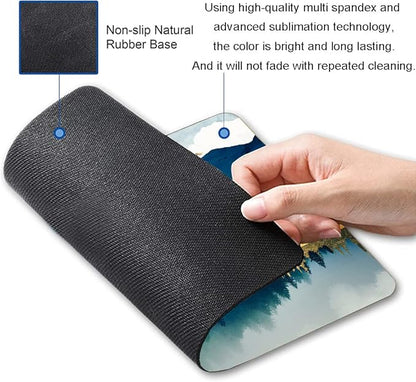 Abstract Landscape Mouse Pad - Square Waterproof Non-Slip Rubber Base for Office Laptop, 9.5"x7.9"x0.12" Inch (Mountain Landscape)