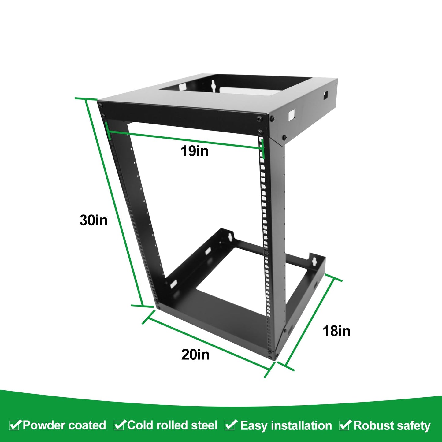 GlobalRack 15U Wall Mount Open Frame, 18" Depth, w/ 2X 1U Shelves