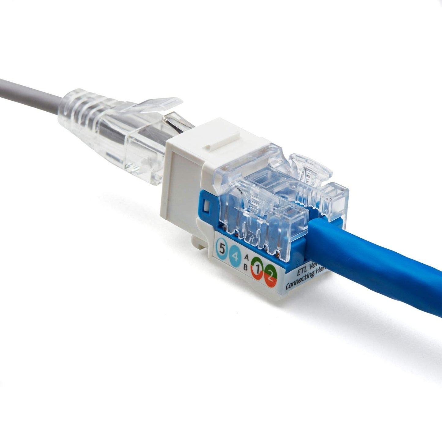 TRUE CABLE Cat6A Unshielded (UTP) Keystone Jack, 90-Degree Punch-Down RJ45 Female Module, PoE++ 4PPoE, UL Listed & TIA Certified, White, 12 Pack