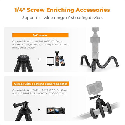 K&F Concept Flexible Tripod, Magnetic Flexible Phone Stand with Wireless Remote, Mini Vlogging Tripod for Magsafe iPhone 16 Pro Max/15/14/13/12 All Phones and Actions Camera.