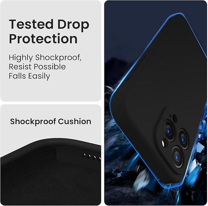 FireNova Designed for iPhone 15 Pro Case, Silicone Upgraded [Camera Protection] Phone Case with [2 Screen Protectors], Soft Anti-Scratch Microfiber Lining Inside, 6.1 inch, Black