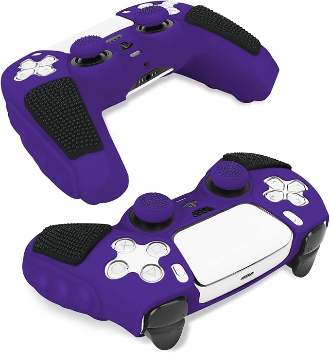 SIKEMAY Anti-Slip PS5 Controller Skin, Soft Thicken Non-Slip Silicone Gel Protective Cover Case for PlayStation 5, 2 Pack with 8 x Thumb Grip Caps