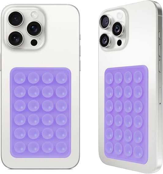Giumel 2PCS Silicone Suction Phone Case Mount,Non Slip Suction Cup, Hands-Free Phone Accessories Holder for Selfies and Videos,Silicone Adhesive Stand Sticky for Cell Phone Light Purple