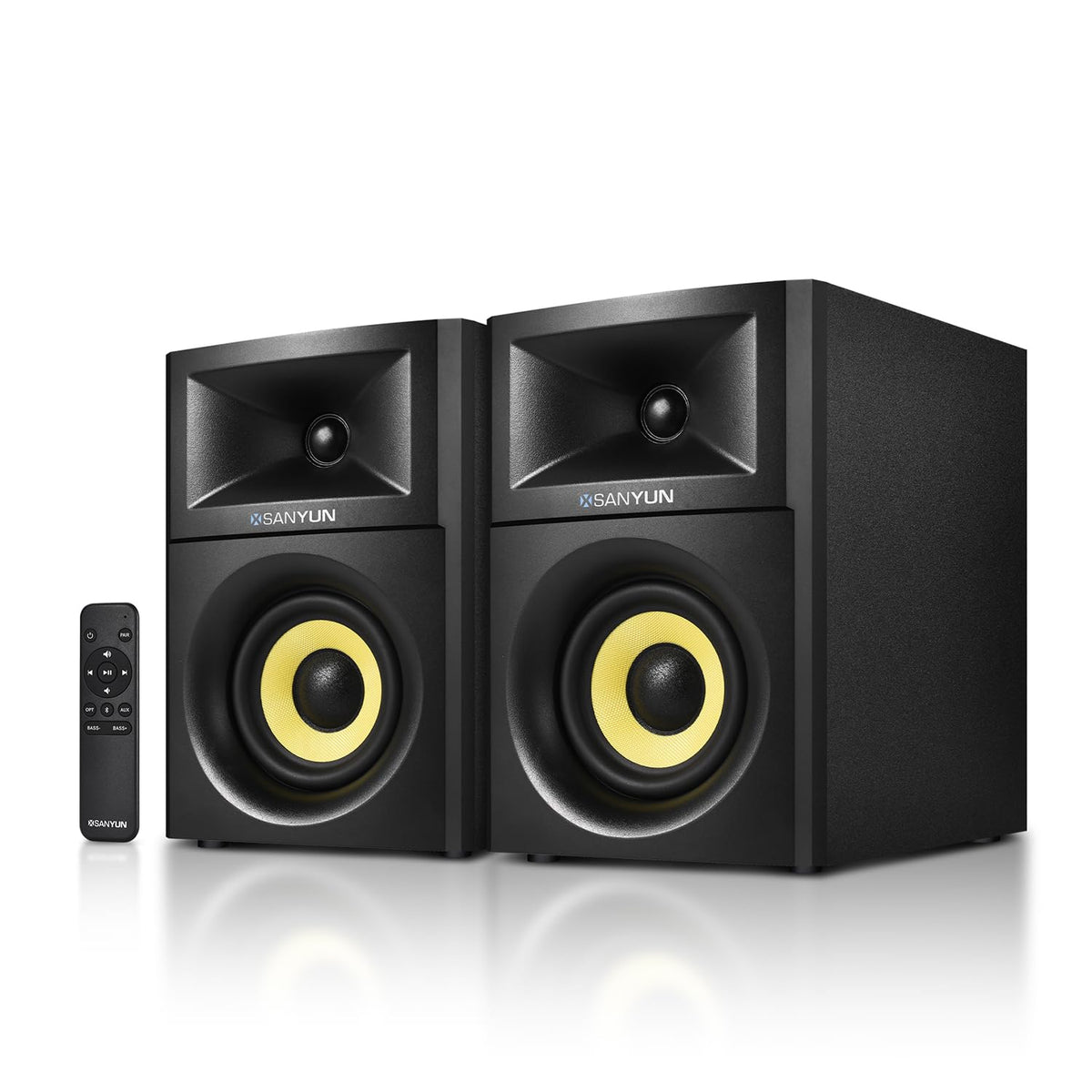 Sanyun SW205 2.0 Bookshelf Speakers, Room-Filling Expanded Stage, Dual-DSP