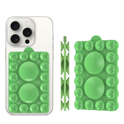 Double Sided Silicone Suction Phone Holder Mount,Compatible with iPhone and Android Cases Hands-Free Mirror Shower Phone Mount Strong Grip Holder (Grass Green, Double Sided 2PCS)