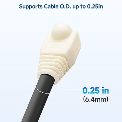 Cable Matters 100-Pack Cat6 / Cat5e RJ45 Strain Relief Boots, RJ45 Boot, Cat 6 Boot, Cat6 Ethernet Boots, White, Suitable for 6.5mm (0.25in) Ethernet Cables