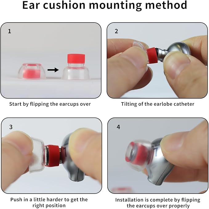 OKCSC 2 Pieces Soft Liquid Silicone Eartips Set, Bullet Ear Plugs - Low-Profile Hearing Protection for Study,Travel,Bowl Type(1 Pairs/L/Red/No Earphone)