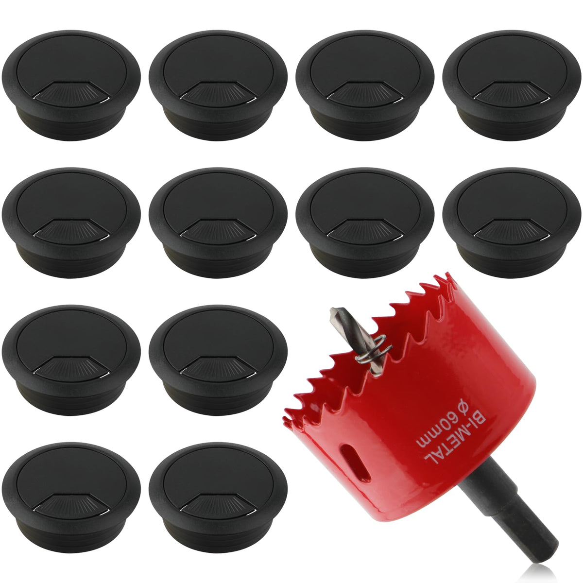 1.5 Inch(38mm) Desk Grommet,13 Pieces Cable Grommet, Desk Hole Cover for Cables with Hole Saw,Plastic Cable Cord Wire Hole Cover for Desk, Table,Cabinet,Countertop and Other Furniture(Whitek)