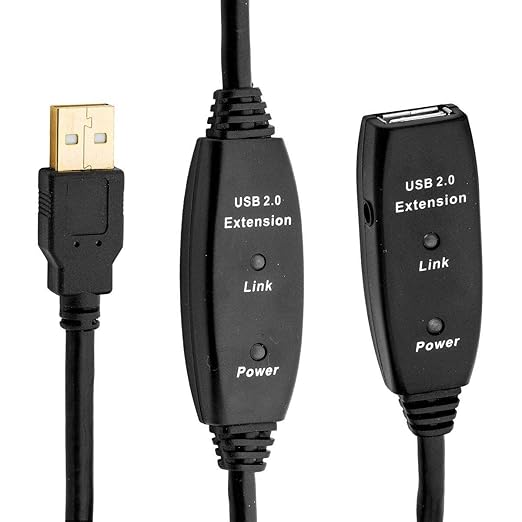 50 Feet Active USB Extension Cable 2.0 Male to Female with 2 Extension chipsets Signal Booster - Active Extension/Repeater Cord 15 Meters / 50 Feet