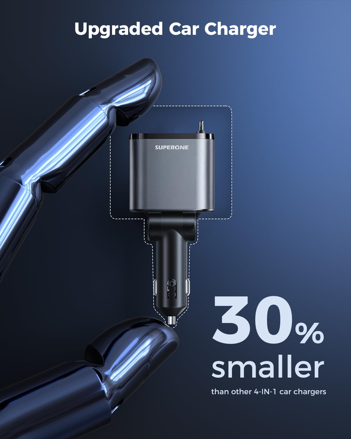 [Upgraded] 6 in 1 Retractable Car Charger with USB-C & Apple Cables