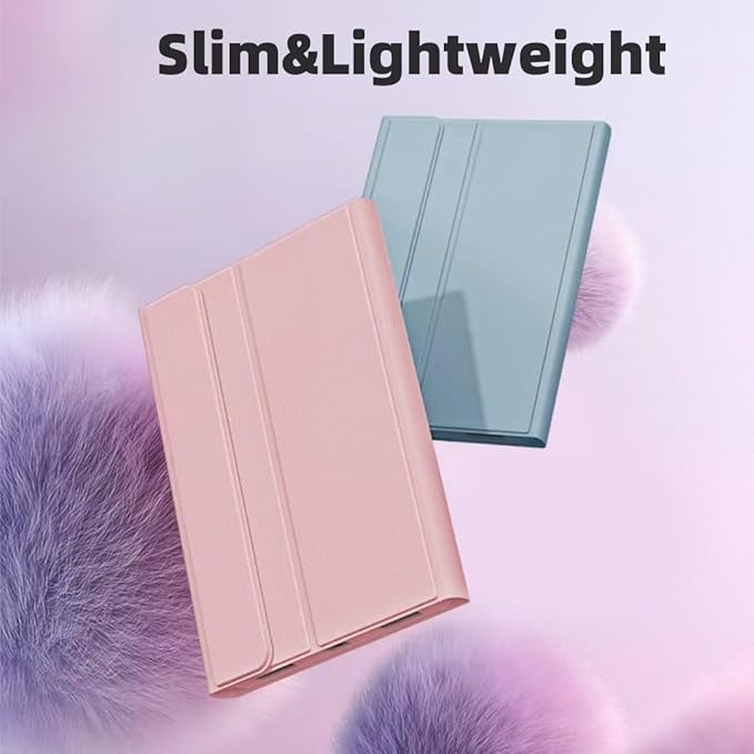 Keyboard Case for Galaxy Tab S10 Lite/ S10 FE/ S9 FE/S9/S8/S7, Slim Lightweight 7 Color Rainbow Backlight Detachable Magnetic Keyboard Cover with S Pen Holder, Purple