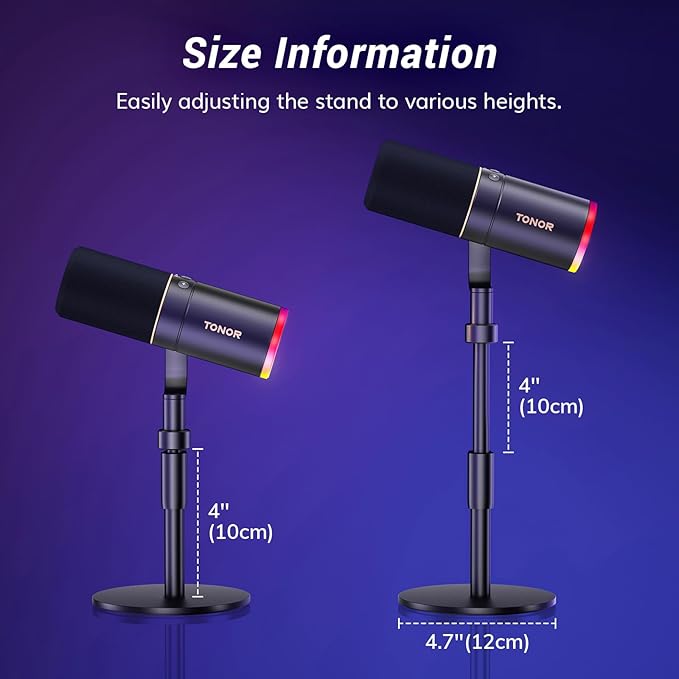 TONOR XLR/USB Gaming Mic, Dynamic Microphone for Podcast Recording Streaming with RGB Light, Mute Button, Headphones Jack, Monitoring, Desktop Stand, Metal Vocal Mic for PC Mac Android PS4/5 TD520S